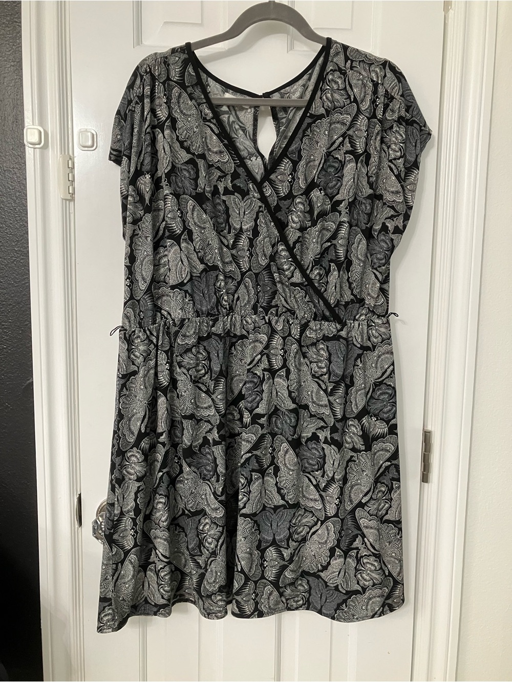 Maurices Black Dress with White Paisley Print